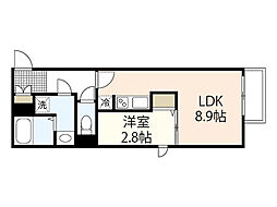 月光江波東弐番館 2階1LDKの間取り