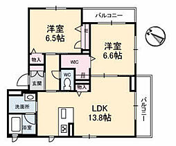 ヴィラ・セントラルＢ棟 2階2LDKの間取り