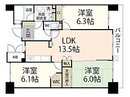 シティプラザ府中南 10階3LDKの間取り