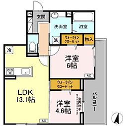 アルカディア中山 3階2LDKの間取り