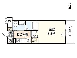ラメール草津南 1Kの間取図画像