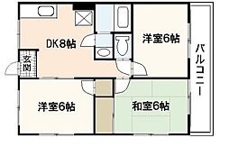コーポ熊本 3DKの間取図画像