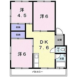 細沢マンション 3DKの間取図画像