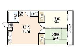 サンマリオビル 2LDKの間取図画像