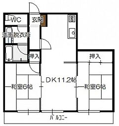 ビュウハイツ寺本 2LDKの間取図画像