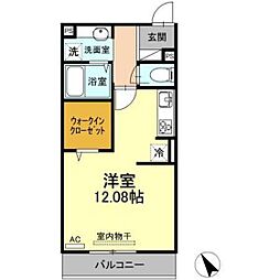 D-room花梨D ワンルームの間取図画像