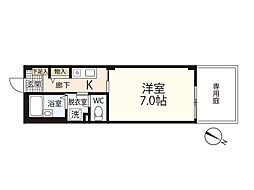 フォブール長楽寺 1Kの間取図画像