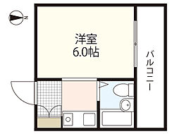 シャル上幟 1Kの間取図画像