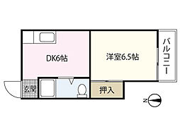 コーポ吉田 1DKの間取図画像