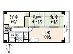 城北マンション 3LDKの間取図画像
