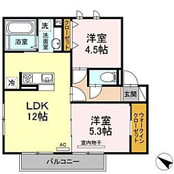 カリアタワー 2LDKの間取図画像