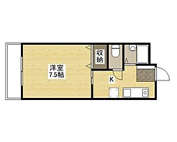 ビラージュ江波西 1Kの間取図画像