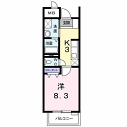 ロマグランデ 1Kの間取図画像