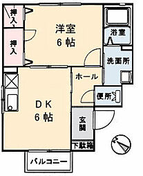 エスペラール 1DKの間取図画像