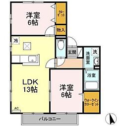 コージーハウス 2LDKの間取図画像
