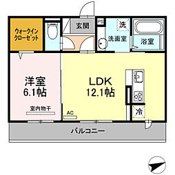 ジュアン寺家 1LDKの間取図画像