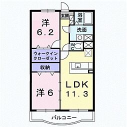 セントラル・アンフィニティC 2LDKの間取図画像