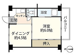 ビレッジハウス畑賀2号棟 1DKの間取図画像