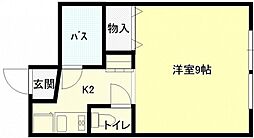 エスティーム皆実町 1Kの間取図画像