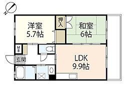 エスポワール羽田 2LDKの間取図画像