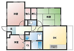 パークサイド中倉B 3DKの間取図画像