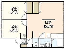 フローラ山本 2LDKの間取図画像