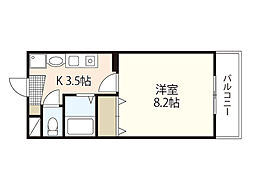 ユーミー・南観音 1Kの間取図画像