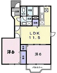 メリーヒルズ 2LDKの間取図画像