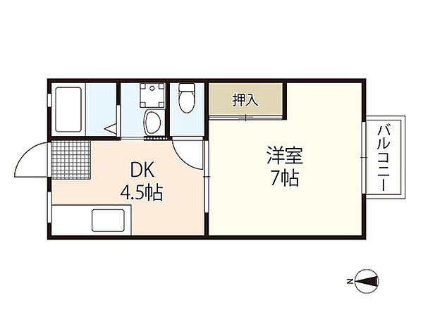 広島県広島市西区井口4丁目(賃貸アパート1DK・2階・27.00㎡)の写真 その2