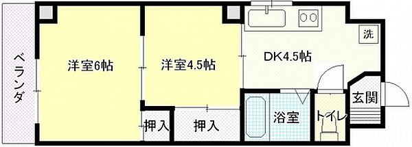 サンライト住吉 ｜広島県広島市中区住吉町(賃貸マンション2DK・4階・32.76㎡)の写真 その2