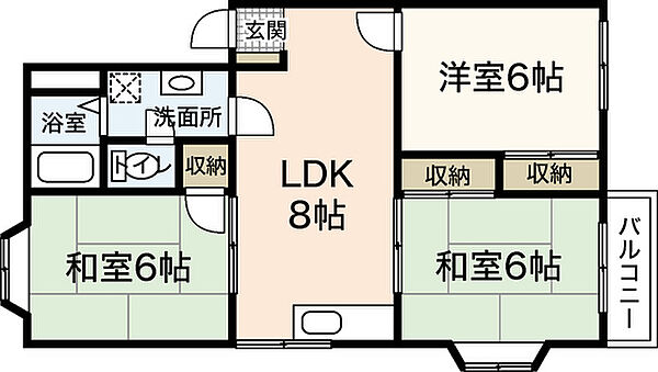 エルディム川内A棟 0201｜広島県広島市安佐南区川内3丁目(賃貸アパート3LDK・2階・59.00㎡)の写真 その2