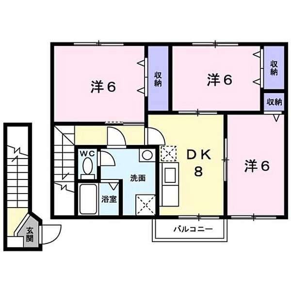 広島県広島市東区戸坂数甲2丁目(賃貸アパート3DK・2階・67.73㎡)の写真 その2