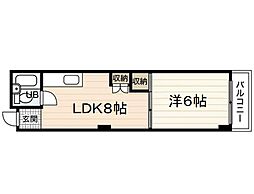和秀三篠北町ビル 5階1LDKの間取り