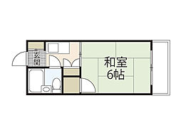 プレアール庚午中 2階1Kの間取り