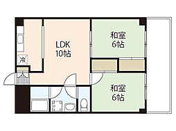 コーポ安古市 4階2LDKの間取り