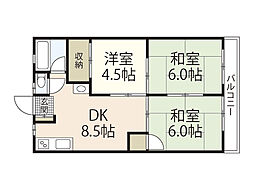 コーポ岡谷 2階3DKの間取り