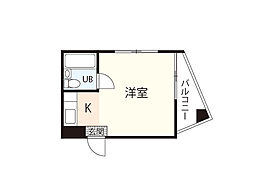 アスプロパラティII 2階ワンルームの間取り