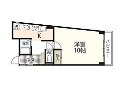M’ｓビル 2階1Kの間取り