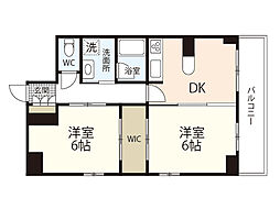 アティール観音 8階2DKの間取り