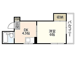 ホワイトコートセザム 3階1DKの間取り
