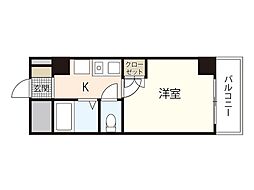 エトノ空港通り 4階1Kの間取り