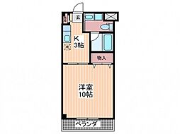 ラフォーレ観音 2階1Kの間取り