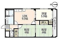ハイム波多野II 3階3LDKの間取り