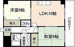 レジャンデールI 7階2LDKの間取り