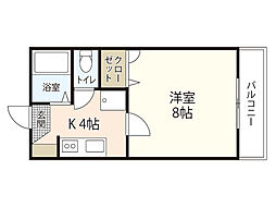 エコーハイツ 1階1Kの間取り