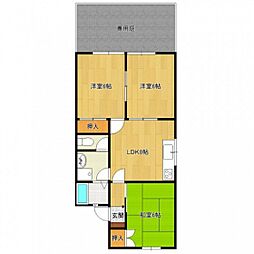 ジュネス新田B棟 1階3LDKの間取り