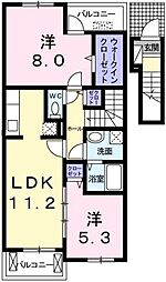 サニーウエル　ヴィラ 2階2LDKの間取り