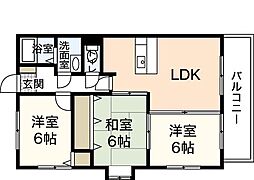 シャンペトル 4階3LDKの間取り
