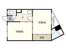 明徳ビル 4階2Kの間取り