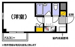 フェリエ東雲 4階1Kの間取り